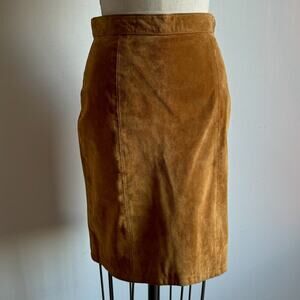 Vintage GLOBAL IDENTITY Camel-Brown Suede Skirt